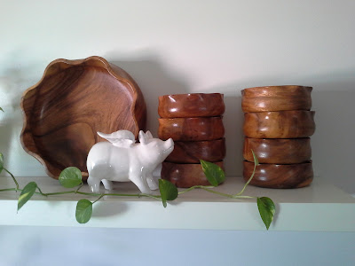 flying pig wooden bowls