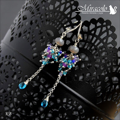 Miracolo, kolczyki z agatami i topazami, jadeit, topaz, agat, kwarc, blue topaz earrings