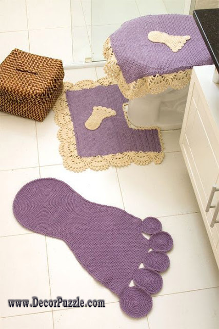  DIY bathroom rug sets, bathmats 2015 crochet purple bath rugs 