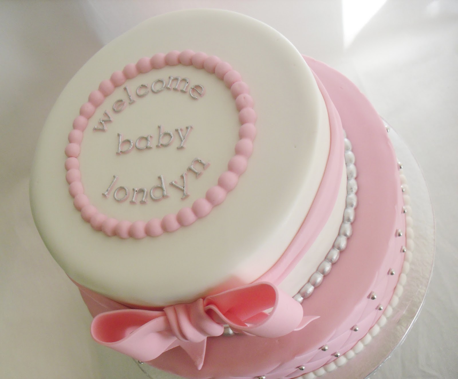 White and Pink Baby Shower Cake