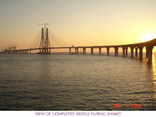 Bandra Worli sea link: Completed bridge during sunset