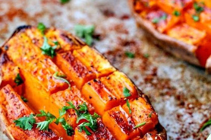   Chili + Honey Roasted Sweet Potatoes With Lime Juice