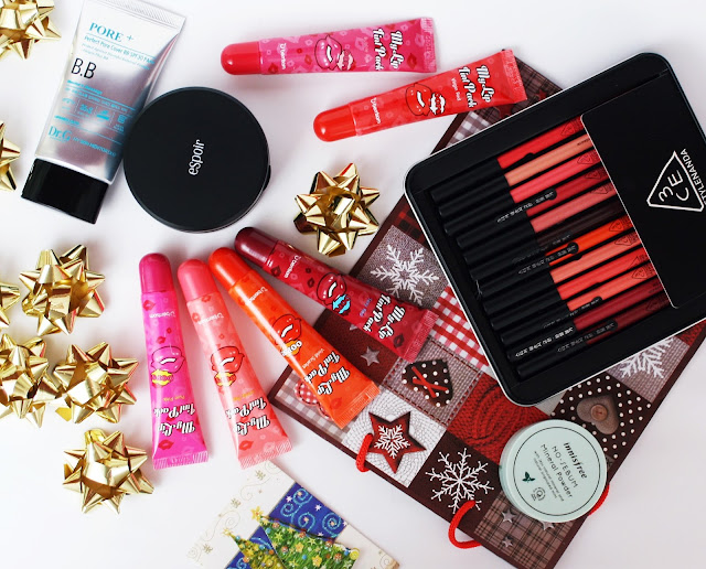 3CE Stylenanda, Drawing Lip Pen Kit 2. Innisfree, No Sebum Mineral Powder 3. Dr.G Gowoonsesang, Perfect Pore Cover BB Cream 4. Berrisom, Oops My Lip Tint Pack Set - 6 Colors 5. eSpoir, Grinding Finish Powder Tone Correct