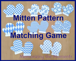 Printable Mitten Pattern Matching Game for Visual Discrimination