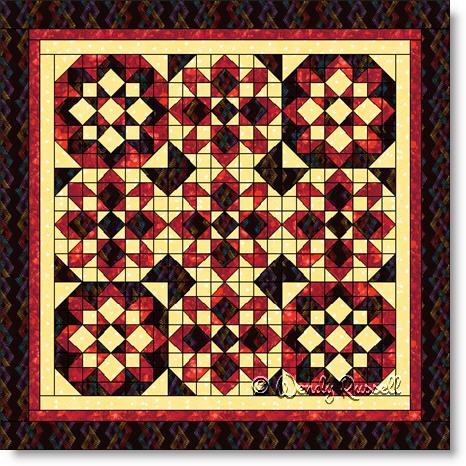 Quilts designed using variations of the STARGLOW quilt block - image © Wendy Russell 