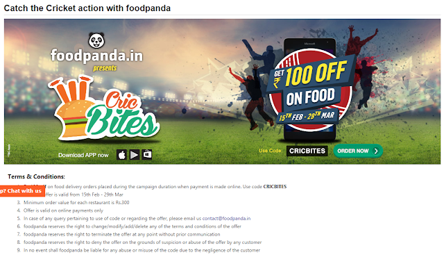 Enjoy great food from Foodpanda during this cricket world cup