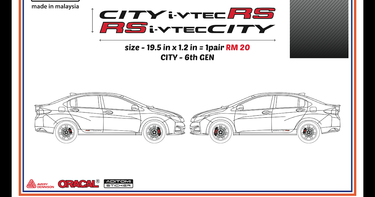 Aditomi sticker collection: Honda City i-vtec RS side door 