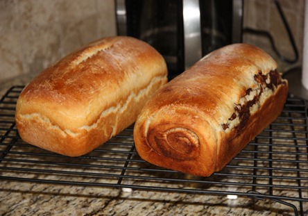 Homemade white bread and cinnamon swirl bread