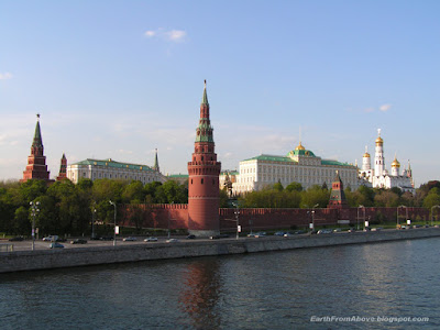 View of the Moscow Kremlin from Bolshoy Kamenny Bridge, Moscow, Russia