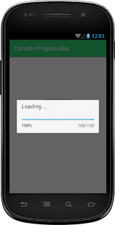 adalah satu widget yang berkhasiat untuk menampilkan suatu pemrosesan  Cara Menerapkan Contoh Widget ProgressBar Android