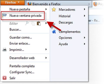 Navegar de manera anónima en Firefox