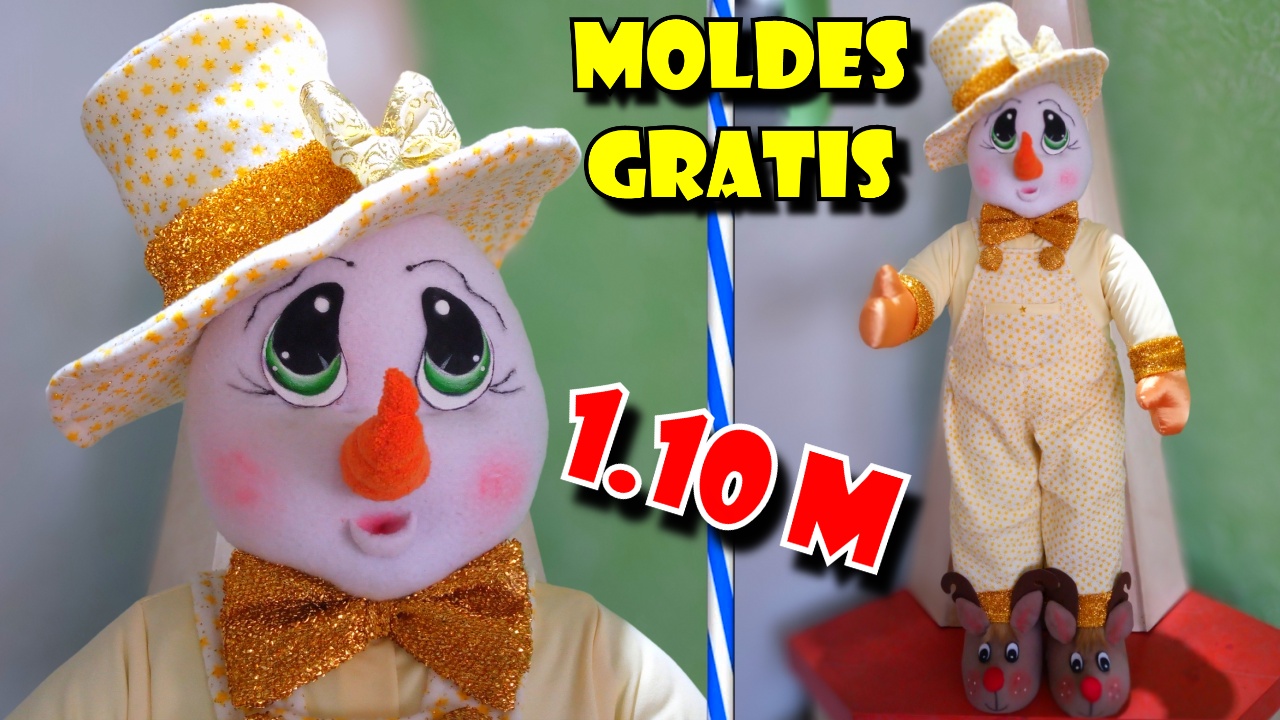 Muñeco de nieve parado con sombrero de copa con + de 1M de altura (Moldes Gratis) | GdC