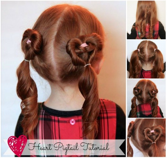 girl holiday hairstyle DIY heart