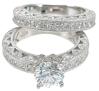 5CT Princess Rd Engagement Wedding Set Ring Antique