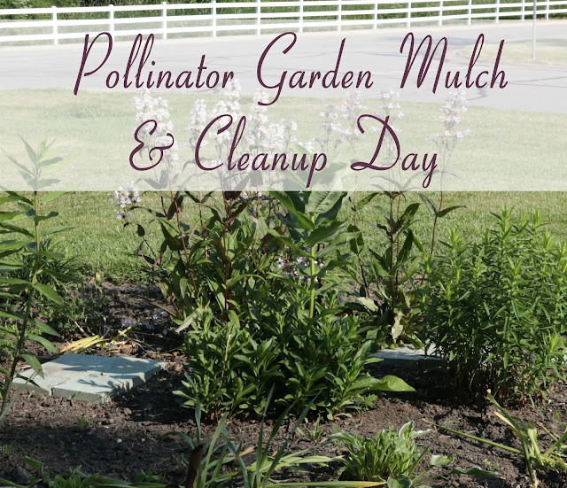 Crown Point Garden Club maintenance and mulch day at the Lake County Fairgrounds Pollinator Garden