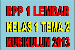 RPP 1 Lembar Kelas 2 Tema 2 Kurikulum 2013 SD/MI Revisi 2020