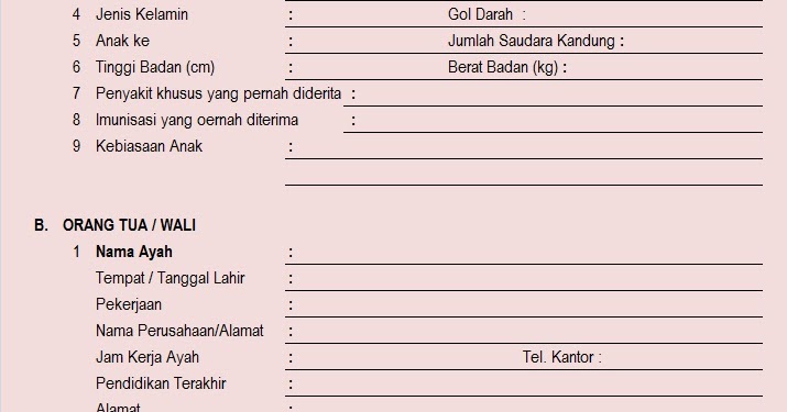 TKIT-TPQ BAITUL 'AINI: Contoh Formulir Pendaftaran untuk 