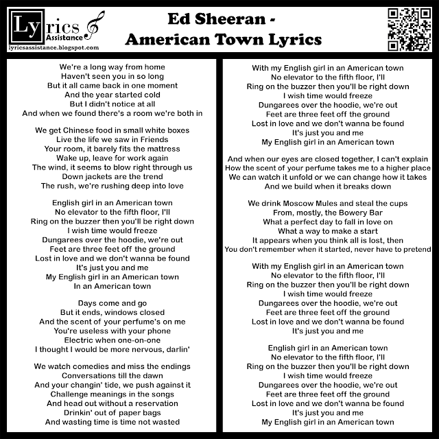 Ed Sheeran - American Town Lyrics | lyricsassistance.blogspot.com