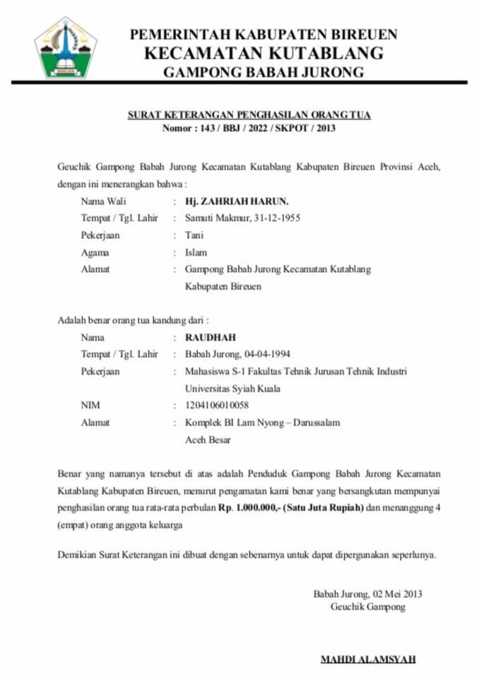 Contoh Surat Keterangan Penghasilan - ContohSuratmu.com