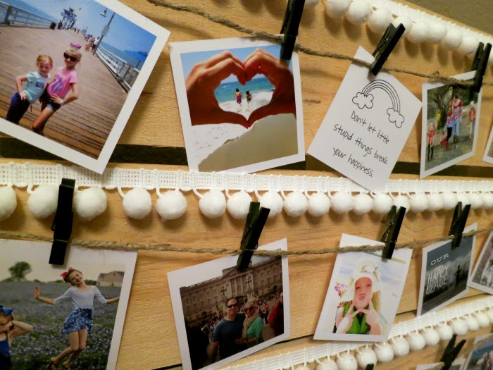 using clothes pins to display photos