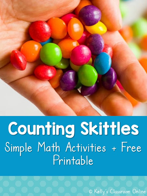 Minilesson + printable. Children practice counting and sorting objects, recognizing basic colors & making bar graphs with this Skittles math activity.