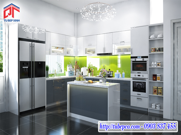 tủ bếp hiện đại, tủ bếp gia đình, phụ kiện bếp, đảo bếp, tủ bếp acrylic