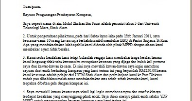Contoh Surat Rayuan Yayasan Pahang