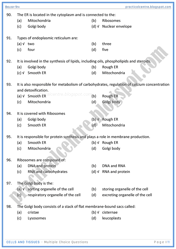 cells-and-tissues-mcqs-biology-9th-notes