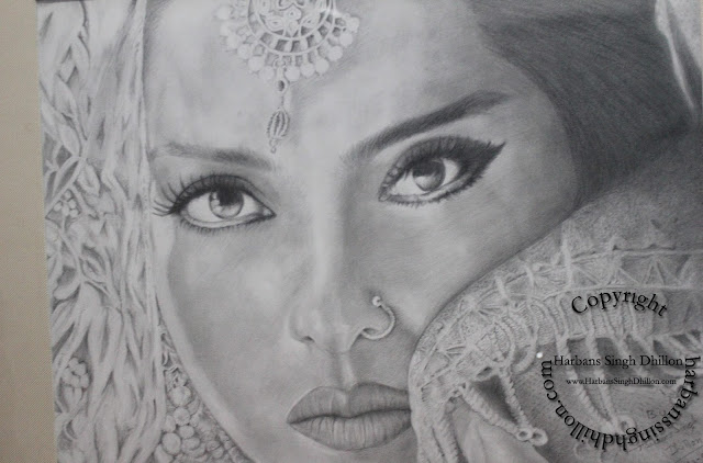 Pencil portrait of bollyiwood star Rekha