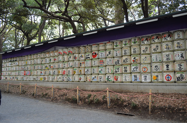 Barrels of sake wrapped in straw, Meiji Shrine, Shibuya, Tokyo