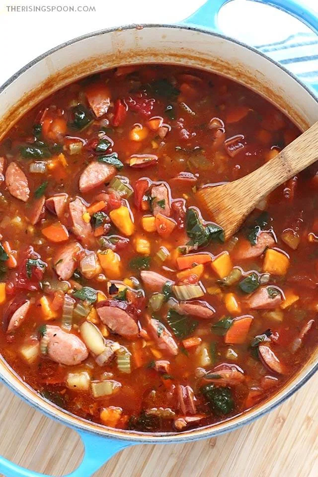 Top 10 Most Popular Recipes On The Rising Spoon in 2020: Smoked Sausage & Vegetable Soup