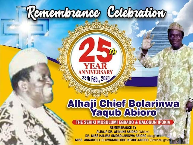 Chief Mrs Atinuke Abioro Remembers Husband, Chief Bolarinwa Abioro, 28 Yrs After