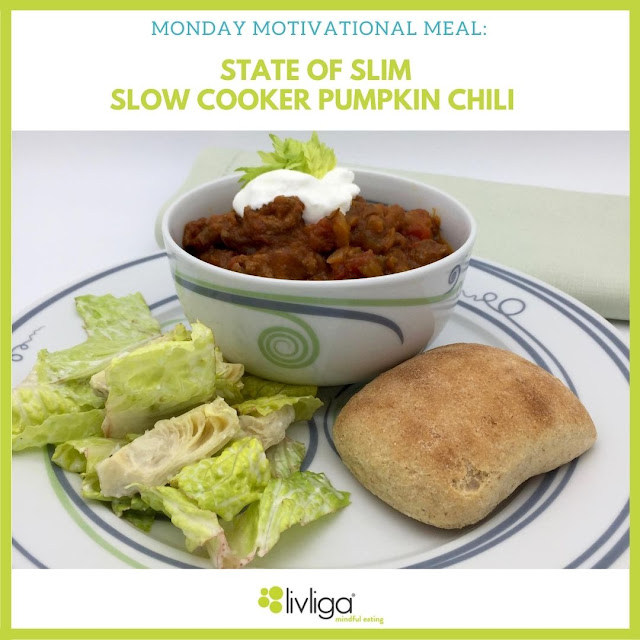 Livliga's Monday Motivational Meal is the State of Slim Pumpkin Chili in the Vivente Portion Control Bowl