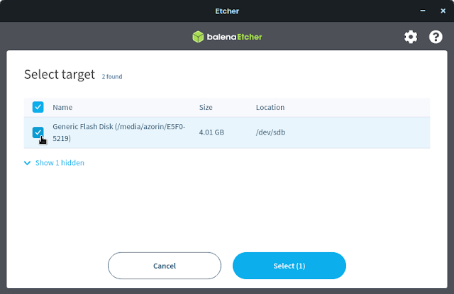 Balena Etcher Select USB