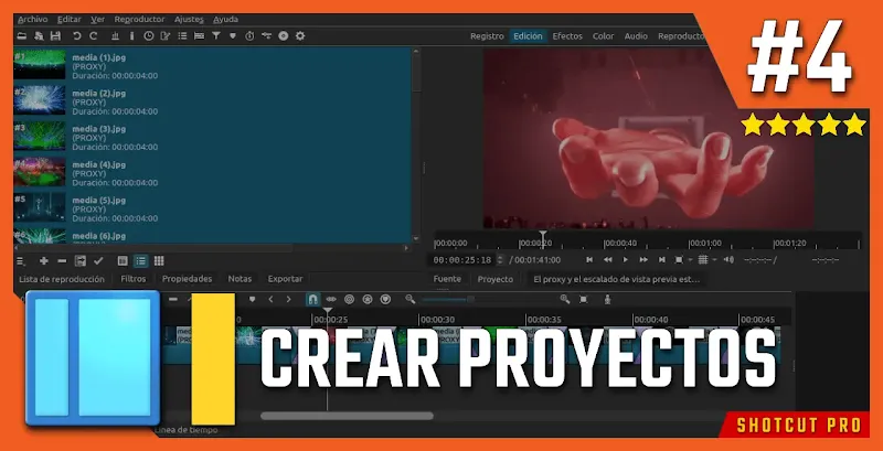 La creación de proyectos en Shotcut es esencial para trabajar de manera organizada