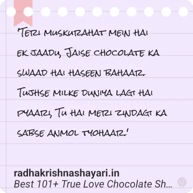 Best True Love Chocolate Shayari Hindi