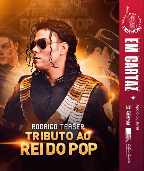 Rodrigo Teaser com o show “Tributo ao Rei do Pop” nesta sexta-feira no Trianon