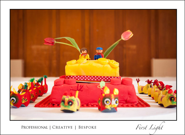  love of Lego had inspired the wedding cake and table decorations