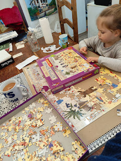 Rosie working on the jigsaw