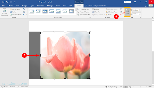 cara crop gambar di word 2013