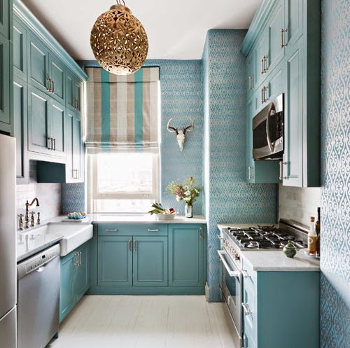 Dapur minimalis warna biru