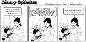 johnny optimism, medical, humor, sick, jokes, boy, wheelchair, doctors, hospital, stilton jarlsberg, sick kid, mushrooms, toadstools, poison