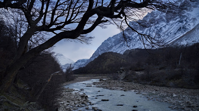 Hill, Stones, Branches, River, Mountains