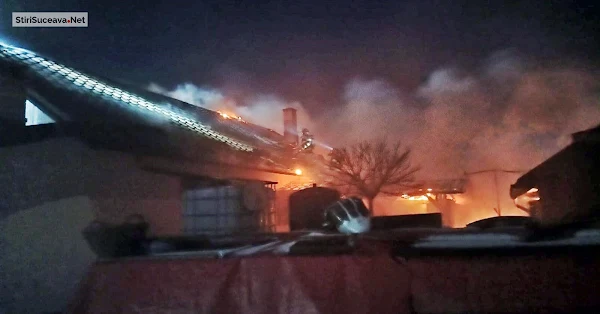 Locuință cuprinsă de un incendiu, la Ruși Mănăstioara