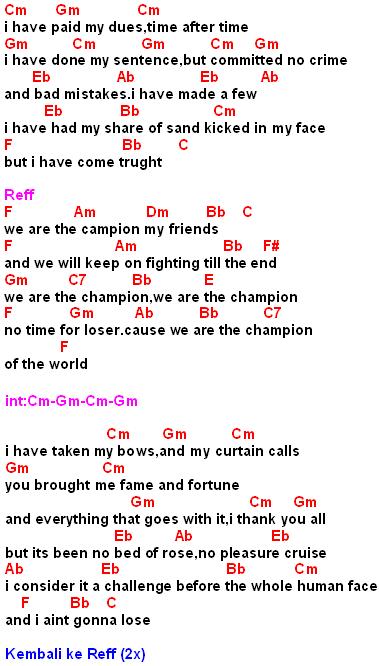 Chord Lagu Queen We Are The Champion