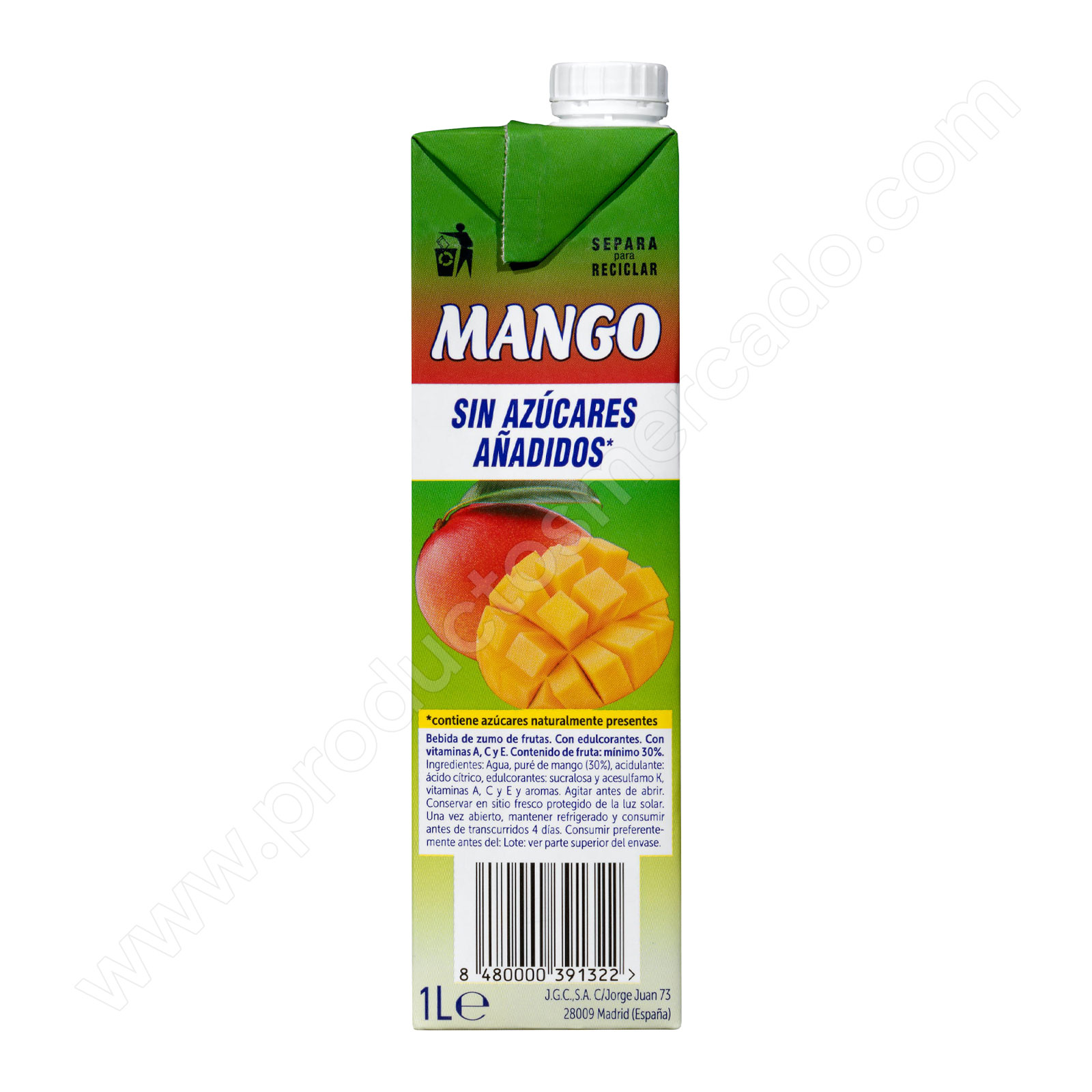 Bebida con zumo de mango sin azúcares añadidos Hacendado