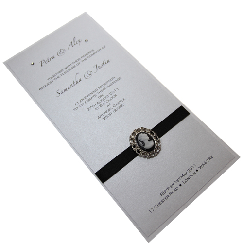 Cameos look great on wedding stationery invitations menus save the date 
