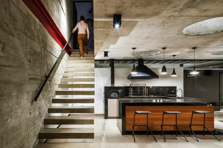 Stairs in Modern Planalto House by Flavio Castro