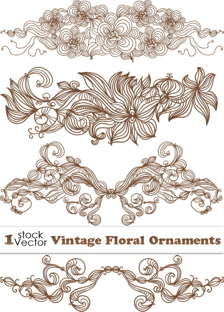 Stock Vector : Vintage Floral Ornaments Vector