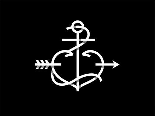 Overlapping technique Logo Anchor Heart